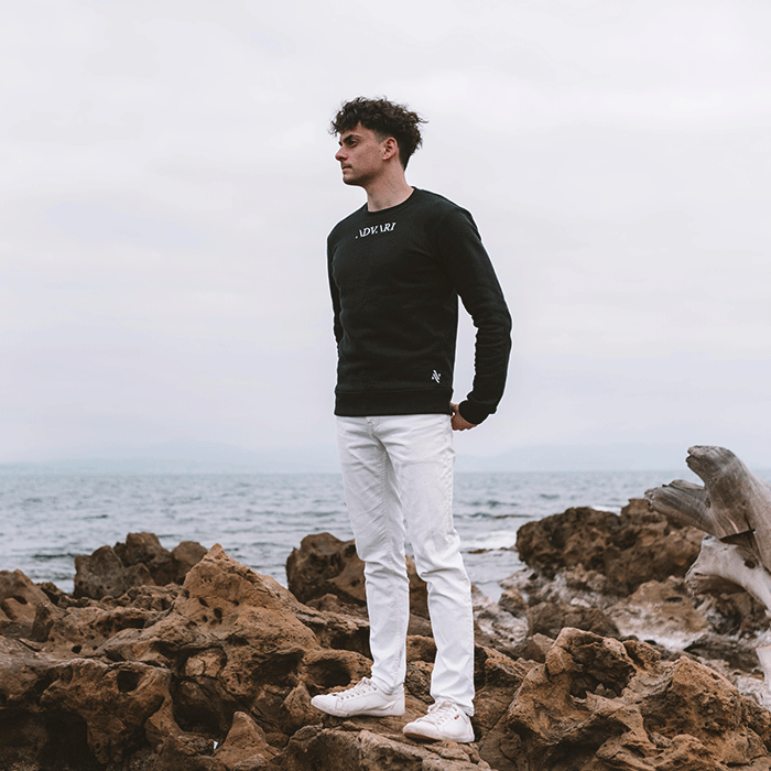 Sweat ADVARI noir Made in France Homme – Coton Bio